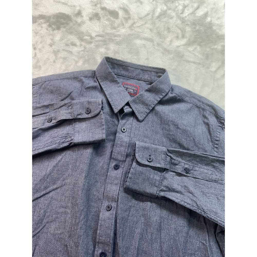 UNTUCKit Shirt Mens XL Blue Chambray Long Sleeve Classic Button Up Casual Guys‎